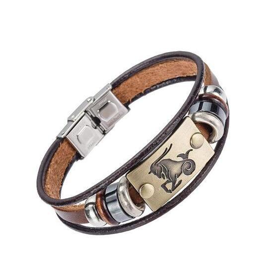 Celestial Charm: Handcrafted Leather Bracelet for Every Zodiac