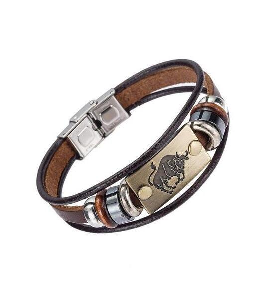 Celestial Charm: Handcrafted Leather Bracelet for Every Zodiac