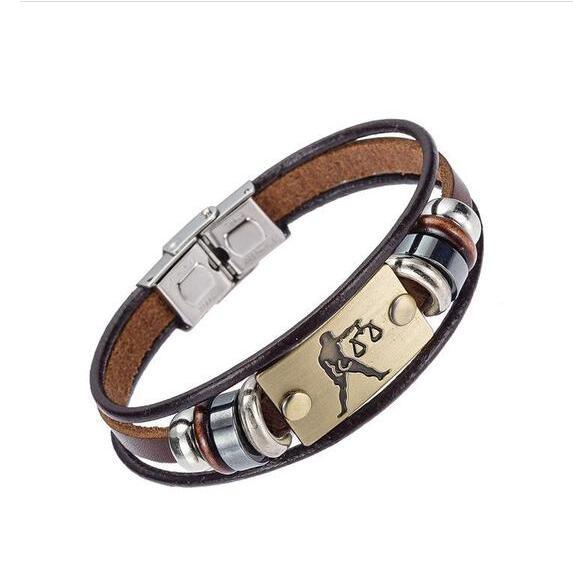 Celestial Charm: Handcrafted Leather Bracelet for Every Zodiac