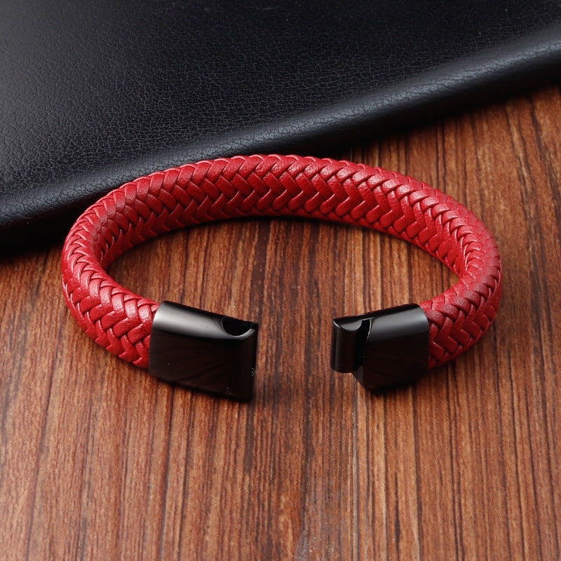 Red Leather Couple Bracelet – Stylish Love on Your Wrist