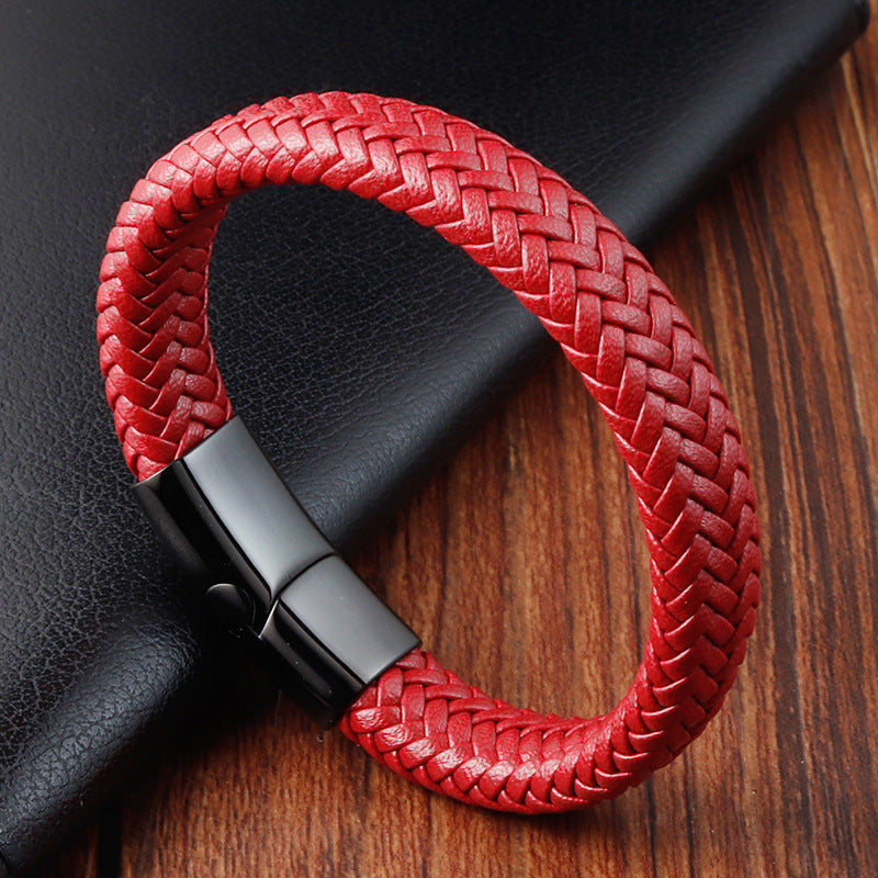 Red Leather Couple Bracelet – Stylish Love on Your Wrist