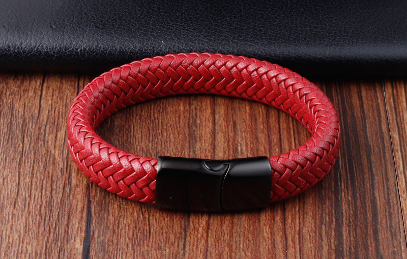 Red Leather Couple Bracelet – Stylish Love on Your Wrist