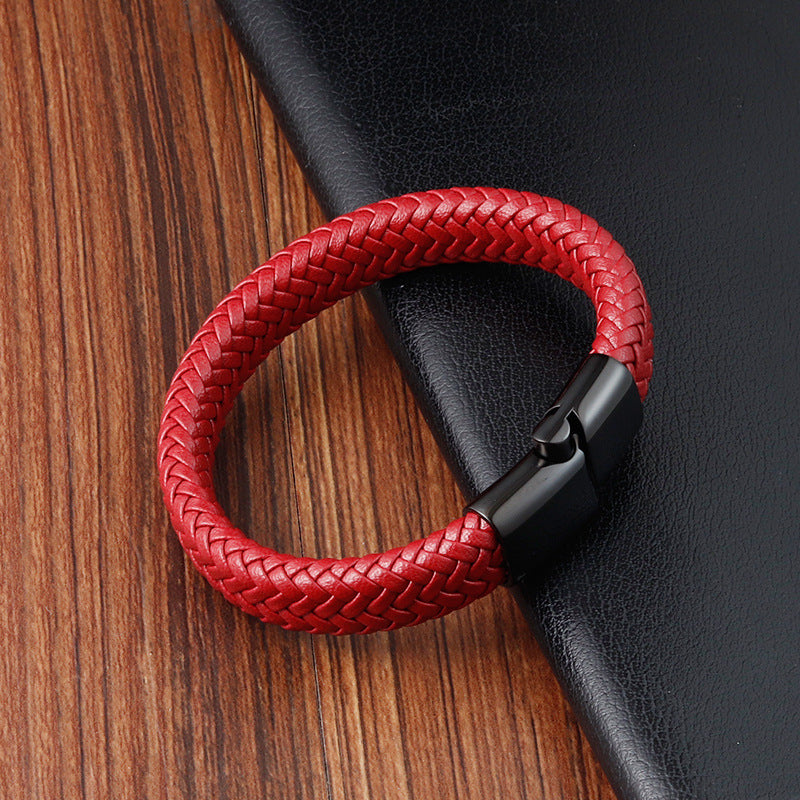 Red Leather Couple Bracelet – Stylish Love on Your Wrist